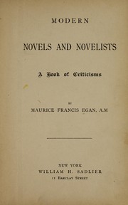 Cover of: Modern novels and novelists: a book of criticisms