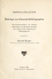 Cover of: BeitrÃ¤ge zur Inkunabelbibliographie: Nummernconcordanz von Panzers lateinischen und deutschen Annalen und Ludwig Hains Repertorium bibliographicum