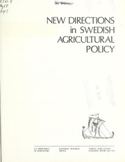Cover of: New directions in Swedish agricultural policy | Cohen, Marshall H.