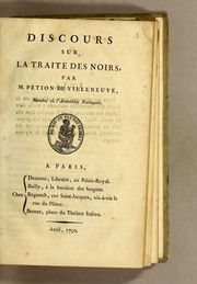 Cover of: Discours sur le traite des noirs by J. Pétion