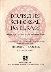Deutsches Schicksal in Elsass by Friedrich Wilhelm Panzer