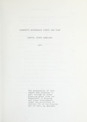 Cover of: Community appearance survey and plan, Canton, North Carolina