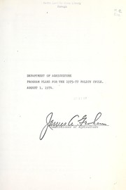 Program plans for the 1975-77 policy cycle by North Carolina. Department of Agriculture