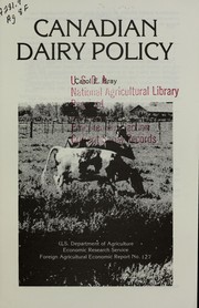 Cover of: Canadian dairy policy