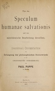 Cover of: Ãber das Speculum humanae salvationis und eine mitteldeutsche Bearbeitung desselben by Paul Poppe, Paul Poppe