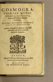 Cover of: Cosmographiae, seu Mundi sphaerae, libri tres: noua methodo & dilucida conscripti