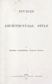 Cover of: Studies in architectural style