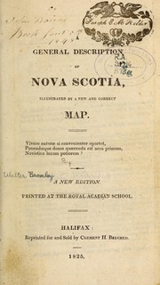 Cover of: A general description of Nova Scotia by Thomas Chandler Haliburton