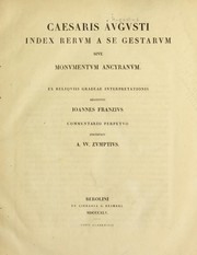 Cover of: Caesaris Avgvsti Index rervm a se gestarvm, sive Monvmentvm ancyranvm by Augustus Emperor of Rome