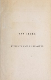 Cover of: Jan Steen.: Étude sur l'art en Hollande