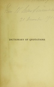 Cover of: Dictionary of quotations, French and Italian