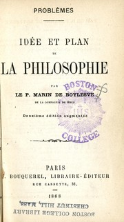 Cover of: Idée et plan de la philosophie by Marin de Boylesve