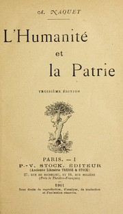Cover of: L'humanite  et la patrie by Alfred Naquet