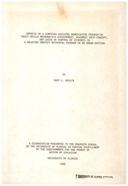 Cover of: Effects of a computer assisted remediation program on basic skills: mathematics achievement, academic self-concept, and locus of control of students in a selected dropout retrieval program in an urban setting