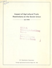 Cover of: Impact of agricultural trade restrictions on the Soviet Union