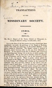 Cover of: Transactions of the Missionary Society: India, Bengal