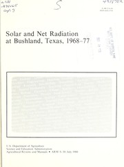 Cover of: Solar and net radiation at Bushland, Texas, 1968-77 by W. C. Johnson