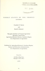 Cover of: Edible leaves of the tropics by Franklin W. Martin