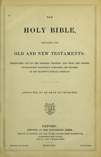 The Holy Bible (1854 edition) | Open Library