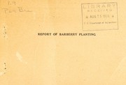 Cover of: Report of barberry planting