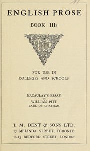 Cover of: Macaulay's essay on William Pitt, Earl of Chatham
