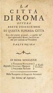 Cover of: La città di Roma, ovvero, Breve descrizione di questa superba città by Dominique Magnan