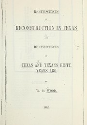 Cover of: Reminiscences of reconstruction in Texas by W. D. Wood