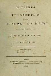 Cover of: Outlines of a philosophy of the history of man