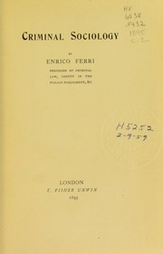 Cover of: Criminal sociology by Ferri, Enrico
