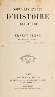 Cover of: Nouvelles études d'histoire religieuse by Ernest Renan