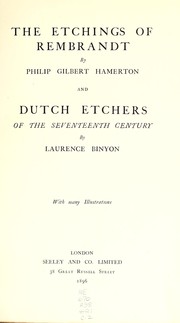 Cover of: The etchings of Rembrandt by Hamerton, Philip Gilbert