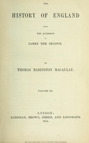 Cover of: The history of England: from the accession of James the Second