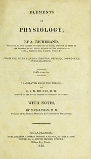 Cover of: Elements of physiology by Anthelme Richerand
