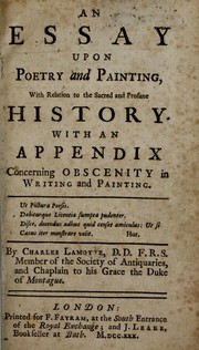 Cover of: An essay upon poetry and painting: with relation to the sacred and profane history. With An appendix concerning obscenity in writing and painting ...