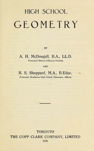 High school geometry by A. H. McDougall