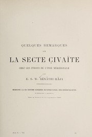 Cover of: Quelques remarques sur la secte Civaite chez les Indous de l'Inde me ridionale