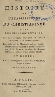 Cover of: Histoire de l'e tablissement du Christianisme dans les Indes orientales by Antoine Serieys