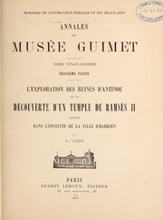 Cover of: L'exploration des ruines d'Antinoe  et la de couverte d'un temple de Ramse  s II enclos dans l'enceinte de la ville d'Hadrien