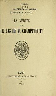 Cover of: La ve rite  sur le cas de M. Champfleury by Hippolyte Babou
