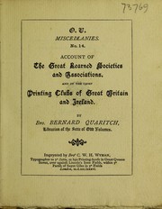 Cover of: Account of the great learned societies and associations, and of the chief printing clubs of Great Britain and Ireland.