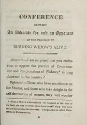 Cover of: Translation of a conference between an advocate & an opponent of the practice of burning widows alive: from the original Bungla