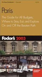 Cover of: Fodor's Paris 2003
