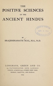 Cover of: The positive sciences of the ancient Hindus