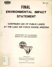 Continued use of public lands at the Luke Air Force Range, Arizona by United States. Bureau of Land Management