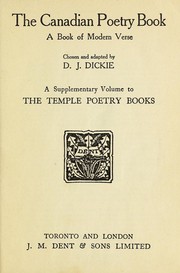 Cover of: The Canadian poetry book by D. J. Dickie