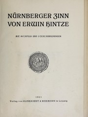 Cover of: Nürnberger Zinn by Erwin Hintze