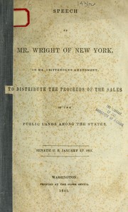 Cover of: SPEECH OF MR. WRIGHT OF NEW YORK