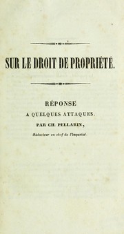 Cover of: SUR LE DROIT DE PROPRIETE