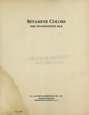 Cover of: Setamine colors: for tin-weighte silk