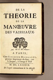 Cover of: De la theorie de la manoeuvre des vaisseaux